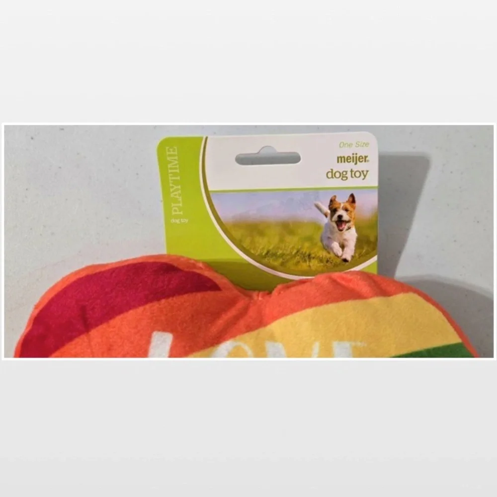 New Dog Toy Plush OS Heart Rainbow Pride Love Is Love Animal Pet NWT